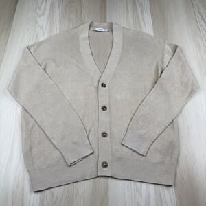 Closed Linen Knit Cardigan Sweater Women's Size L Large Khaki Neutral